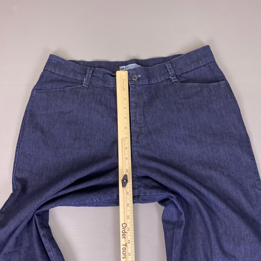 Lee Womens Relaxed Fit Straight Leg Jeans Size 16 Long Dark Wash Blue Denim Y2K - Picture 6 of 11